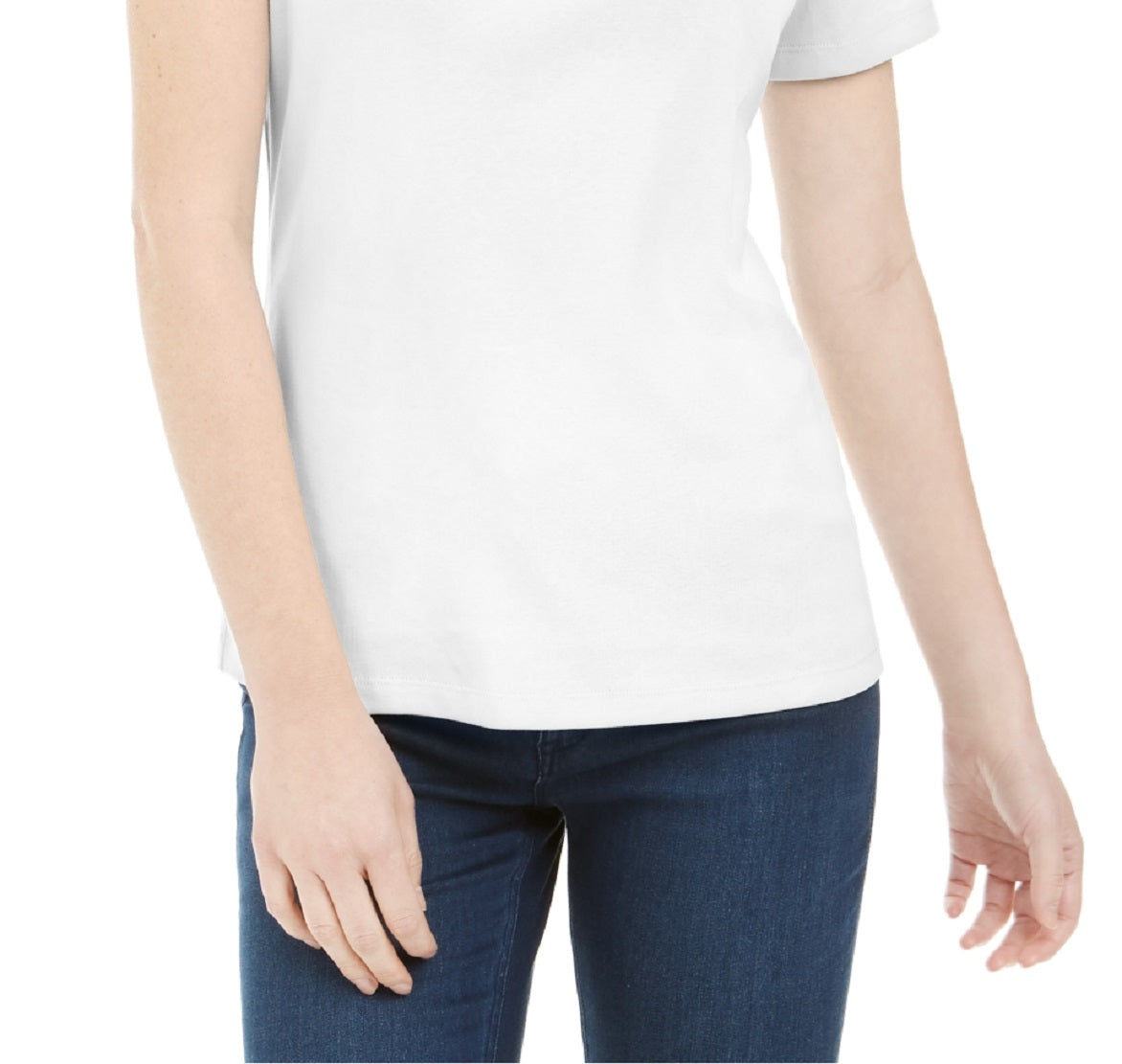 Karen Scott Women's Short Sleeve Scoop Neck Top White Size Large