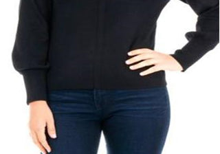 NY Collection Women's Balloon Sleeve Sweater Black Size Petite Medium