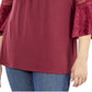 NY Collection Women's Plus Devore Crochet Trim Top Red Size 2X