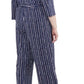 NY Collection Women's 3/4 Sleeve Sash Belt Jumpsuit Blue Size 3X