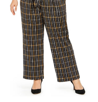 NY Collection Women's Plus Jumpsuit Tie Front V Neck Black Size 1X