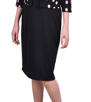 NY Collection Women's 3/4 Sleeve Two Piece Dress Set Black Size 10