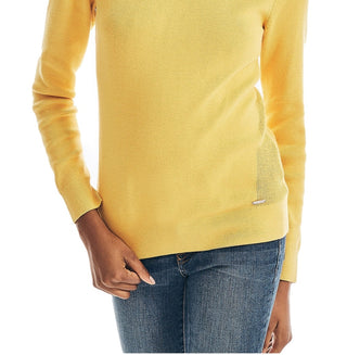 Nautica Women's Sustainably Crafted Rib Knit Sweater Yellow Size Small