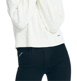 Nautica Women's Cropped Cable Knit Sweater White Size Small