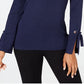 JM Collection Women's Grommet Trim V Neck Top Blue Size Medium