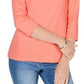 Karen Scott Women's Scoop Neck Three Quarter Sleeves Pullover Top Orange Size XX-Large