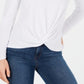 Style & Co Women's Twist Front Draped Top White Size PP