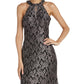 Nightway Women's Glitter Lace Keyhole Gown Black Size 12