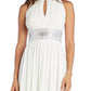 R & M Richards Women's Embellished Keyhole Cutout Gown White Size 6