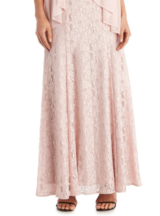 R & M Richards Women's Beaded Dress & Flyaway Jacket Pink Size 12