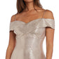 Nightway Women's Off The Shoulder Metallic Gown Brown Size 4 Petite