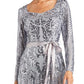 R & M Richards Women's Embellished Godet Gown Silver Size 12