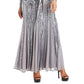R & M Richards Women's Embellished Godet Gown Silver Size 12