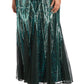 R & M Richards Women's Sequinned Beaded Long Dress Green Size 16W