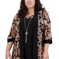 R & M Richards Women's 2 Pc Printed Jacket & Necklace Dress Black Size 16W