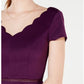 City Studios Women's Short Sleeve V Neck Above The Knee Fit Flare Dress Purple Size 7