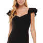City Studios Women's Knit Ruffle Sleeves Bodycon Dress Black Size 15