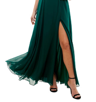 City Studios Junior's Cold Shoulder Lace Up Gown Green Size 7