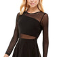 City Studios Junior's Illusion Trim Asymmetrical Dress Black Size 9