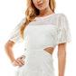 City Studios Junior's Eyelet Cutout Dress White Size 3