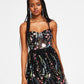 City Studios Junior's Embroidered Illusion Corset Gown Black Size 13