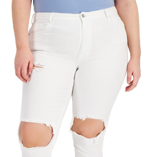Tinseltown Trendy Women's Destructed Mom Jeans White Size Petite Small