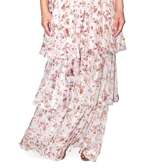 Rachel Roy Women's Elaine Floral Print Tiered Maxi Dress Pink Size 10