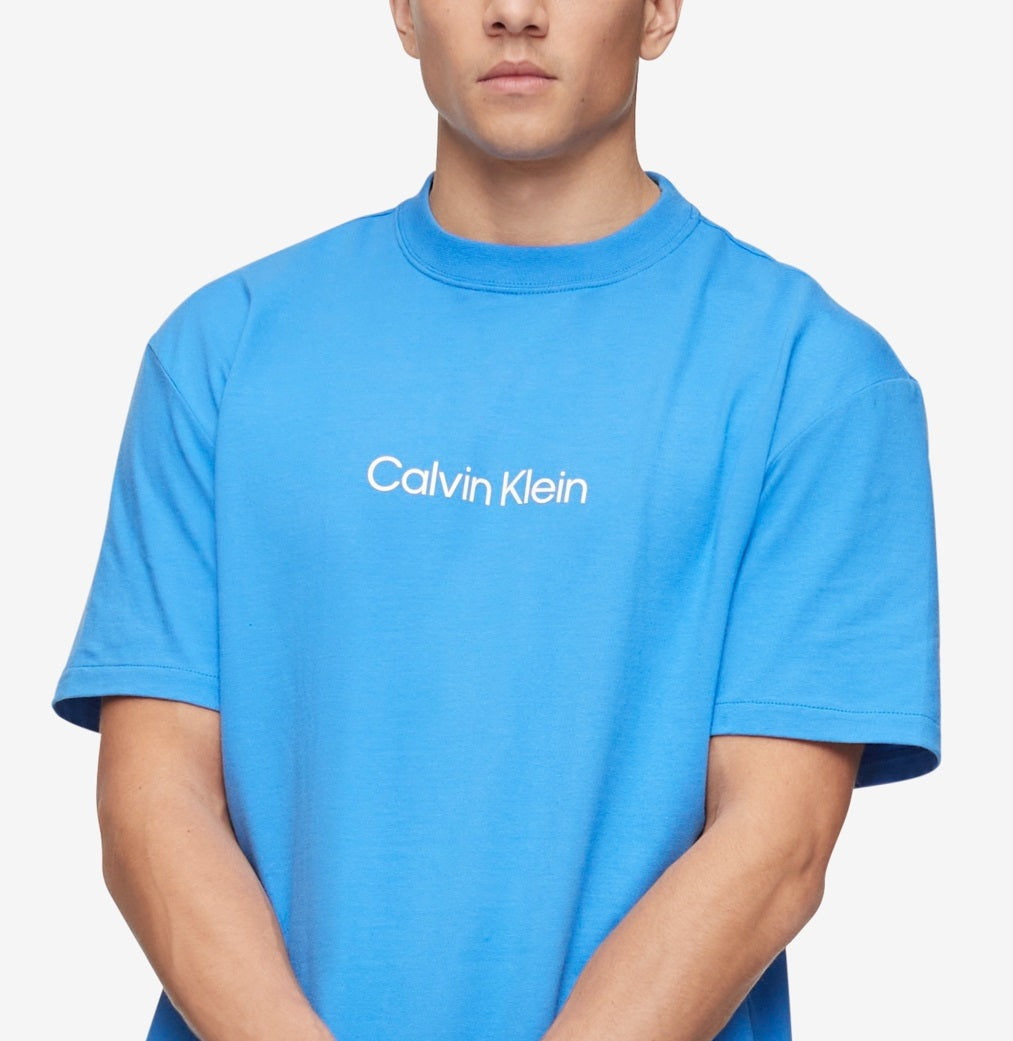 Calvin Klein Men's Relaxed Fit Standard Logo Crewneck T-Shirt Blue Size Small