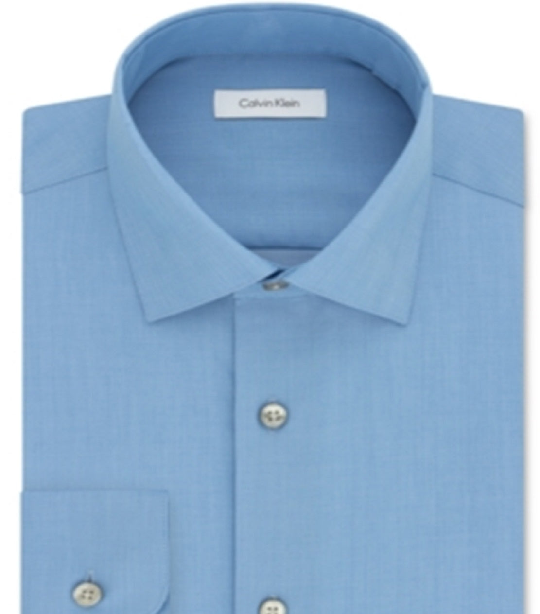 Calvin Klein Men's Classic Fit Non Iron Herringbone Dress Shirt Blue Size 19 / 35-36