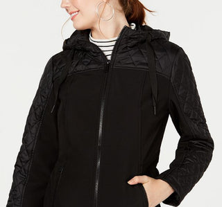 Sebby Junior's Mixed Media Hooded Jacket Black Size X-Small