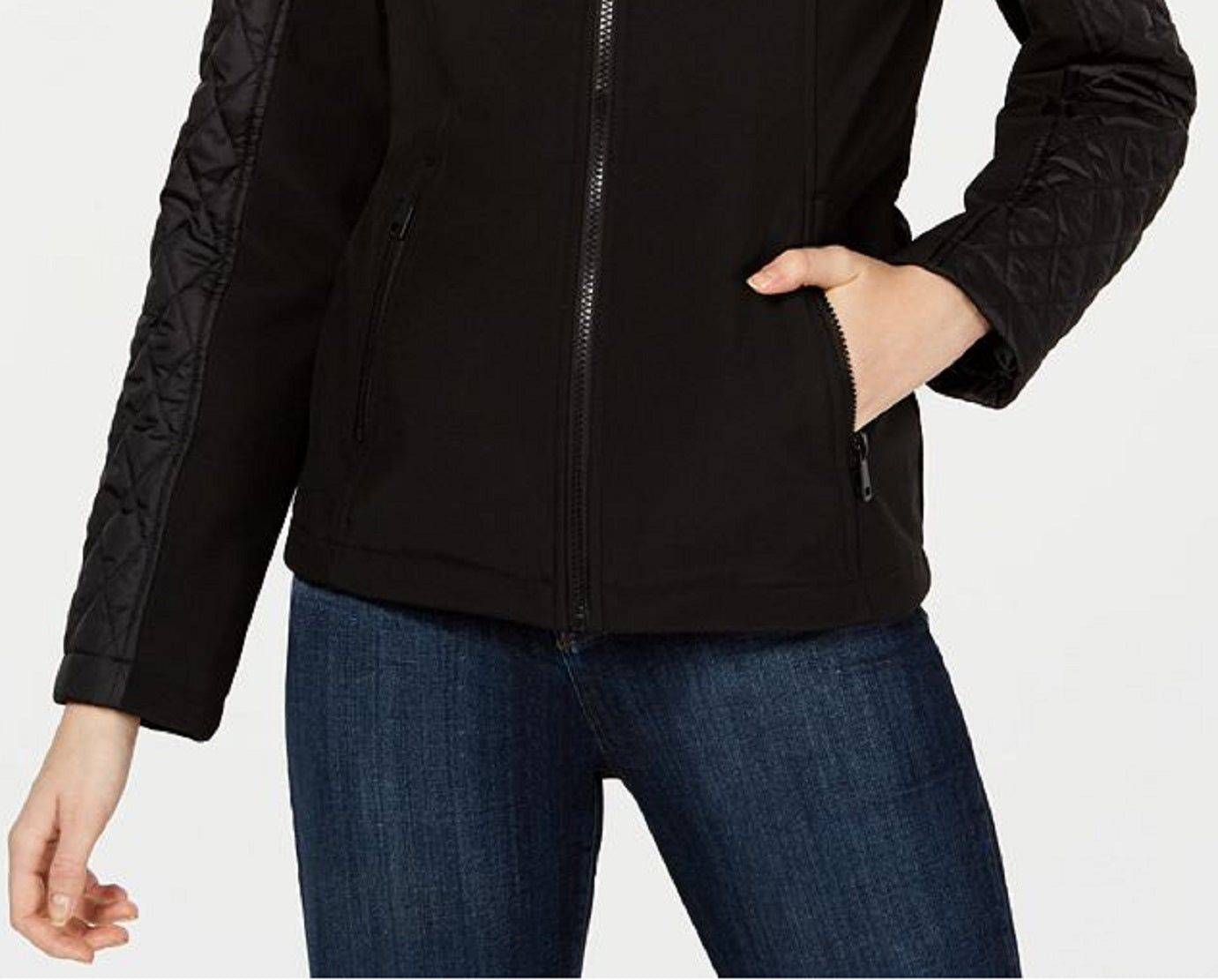 Sebby Junior's Mixed Media Hooded Jacket Black Size X-Small