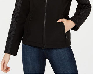 Sebby Junior's Mixed Media Hooded Jacket Black Size X-Small