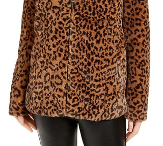 BCX Junior's Faux Fur Zip Front Coat Brown Size Large