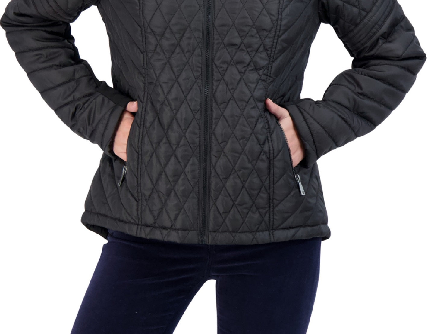 Sebby Junior's Hooded Quilted Raincoat Black Size Small