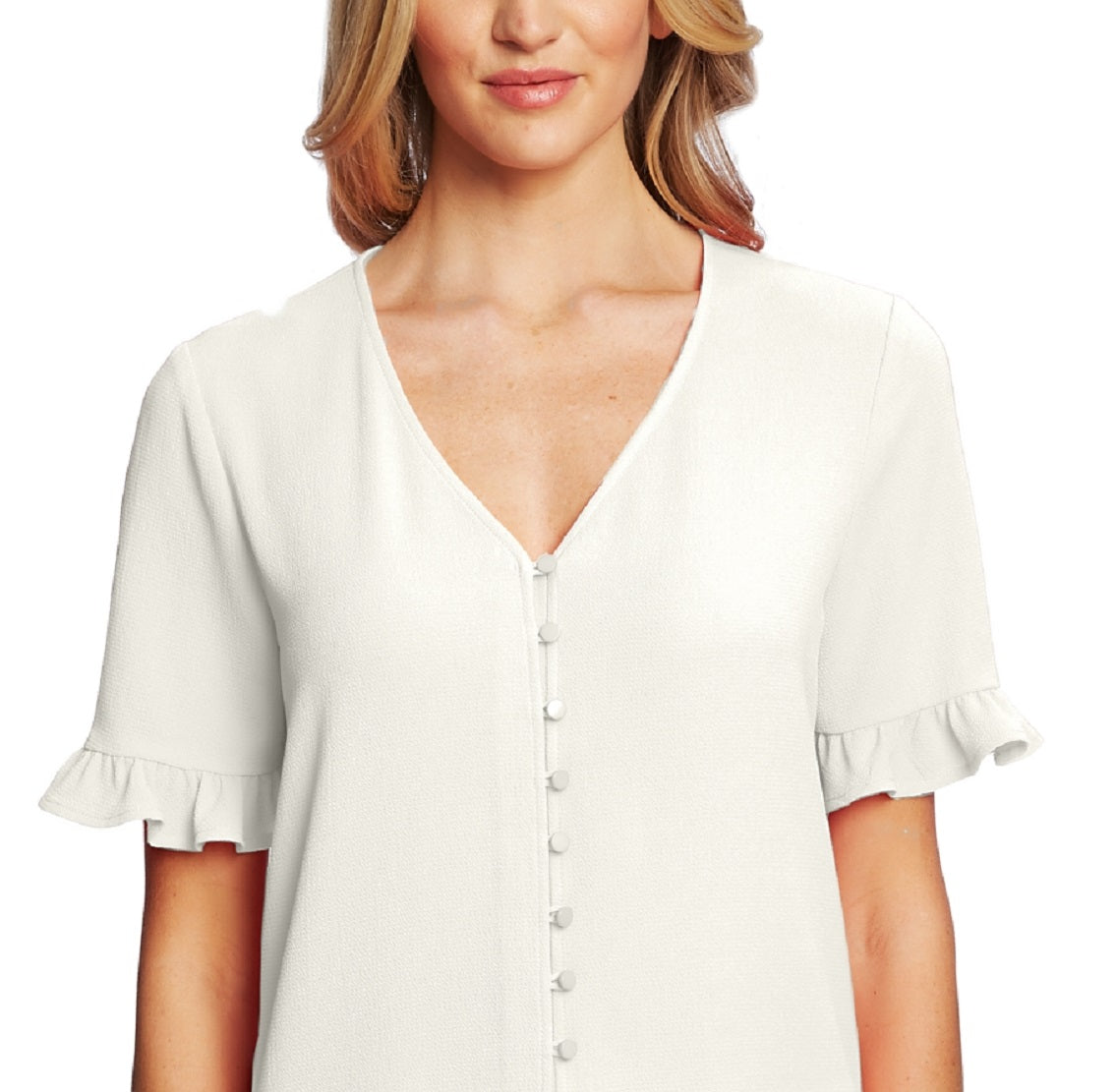 CeCe Women's Ruffle Sleeve Blouse Brown Size Large