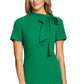 CeCe Women's Bow Neck Short Sleeve Dress Green Size 12