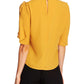 Vince Camuto Women's Gathered Tie Shoulder Blouse Yellow Size Small