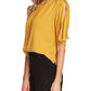 Vince Camuto Women's Gathered Tie Shoulder Blouse Yellow Size Small