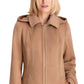 Michael Kors Women's Hooded Notched Collar Coat Brown Size XX-Small