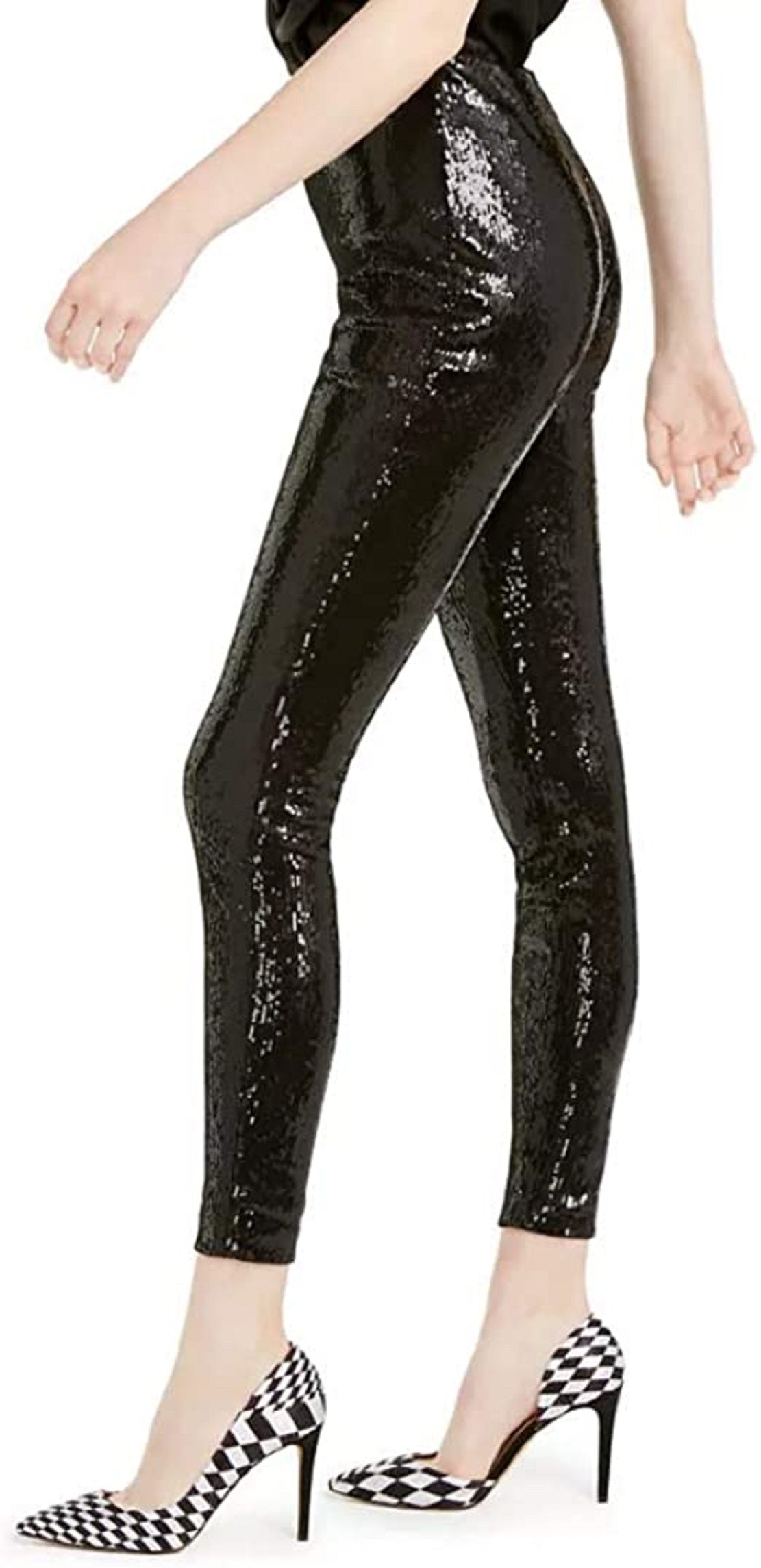 INC International Concepts Women's Sequined Skinny Ankle Pants Black Size XX-Large