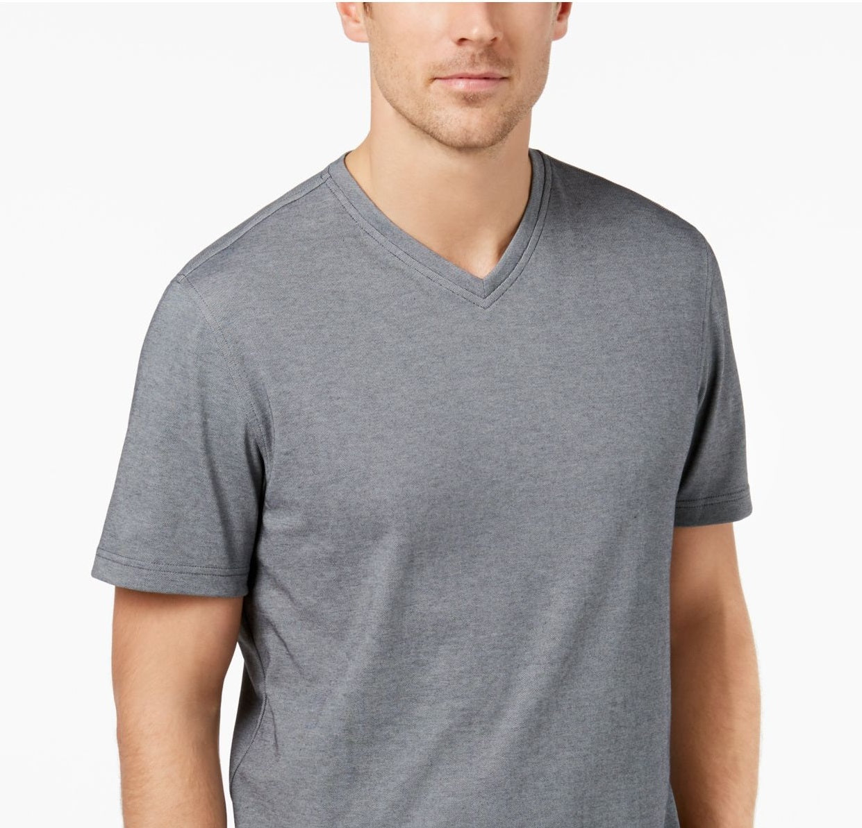 Tasso Elba Men's T-Shirt V Neck Short Sleeve Tee Gray Size Medium