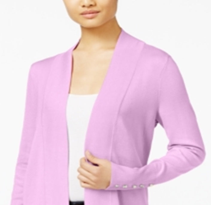 JM Collection Women's Open Front Cardigan Purple Size Small