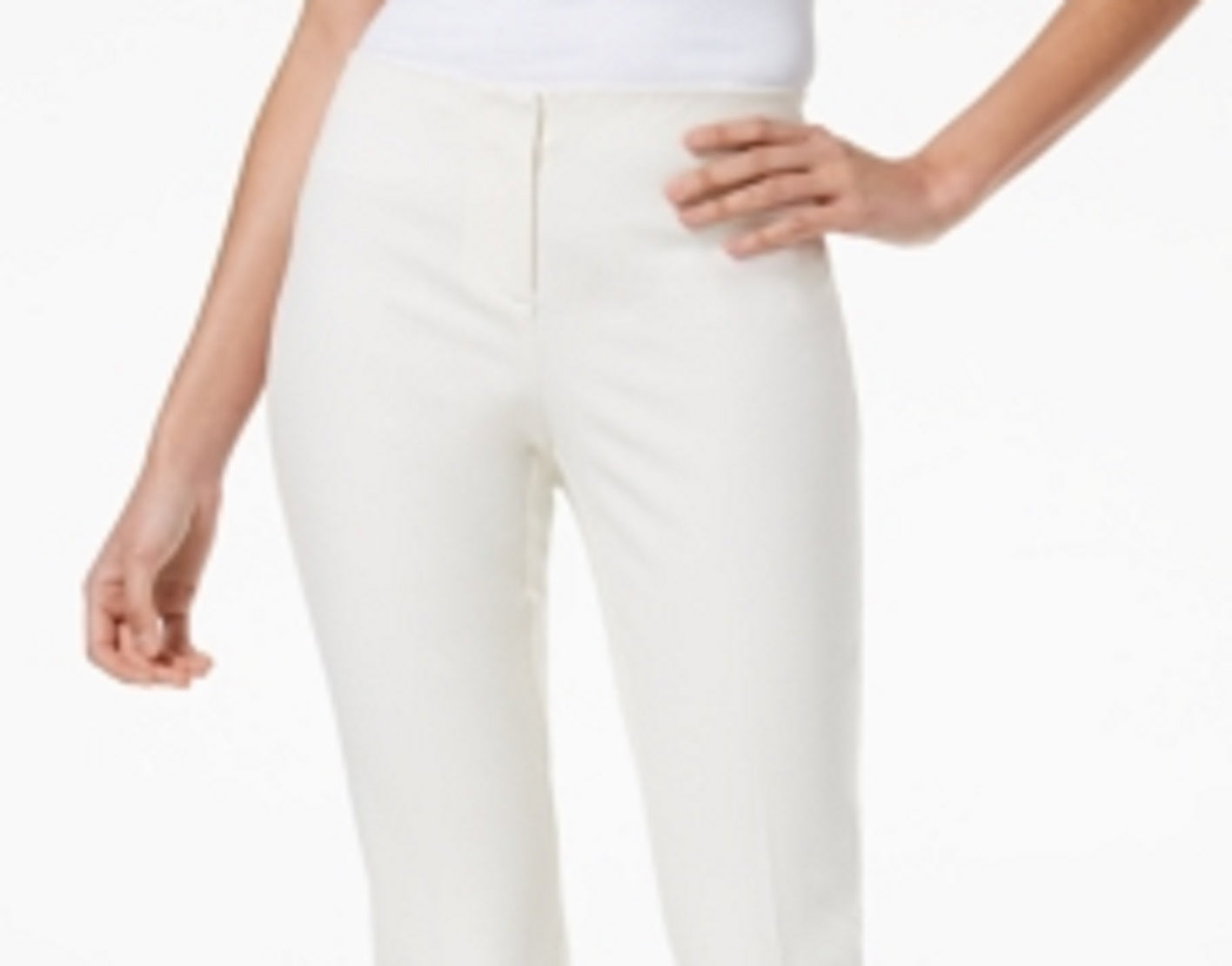 Alfani Women's Lace-up Stretch Tab Front Ankle Pants White Size 14