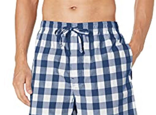Nautica Men's Cotton Plaid Pajama Shorts Blue Size Large