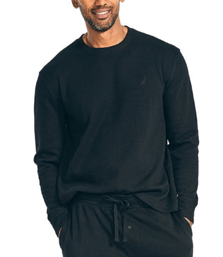 Nautica Men's Waffle Knit Thermal Pajama Set Black Size Small