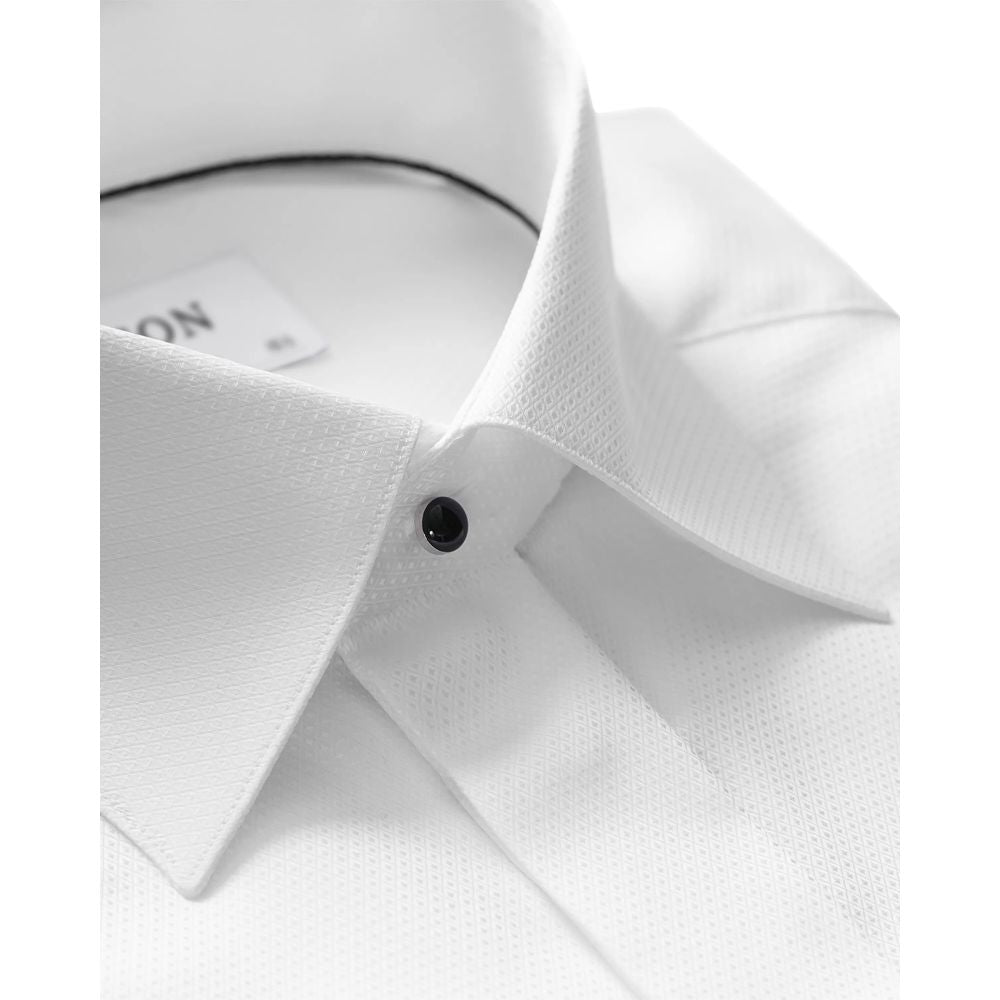 Eton Men's Slim Fit Diamond Weave Tuxedo Shirt White Size 16