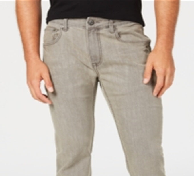 INC International Concepts Men's Stretch Slim Straight Jeans Gray Size 33X32