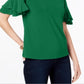 INC International Concepts Women's Ruffled Sleeve Top Green Size X-Small
