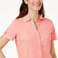 Karen Scott Women's Cotton Eyelet Shirt Pink Size Petite Medium