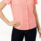 Karen Scott Women's Cotton Eyelet Shirt Pink Size Petite Medium